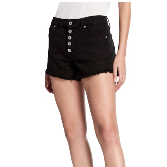 7 For All Mankind Pants - 7 for all mankind exposed button black high rise cutoff shorts